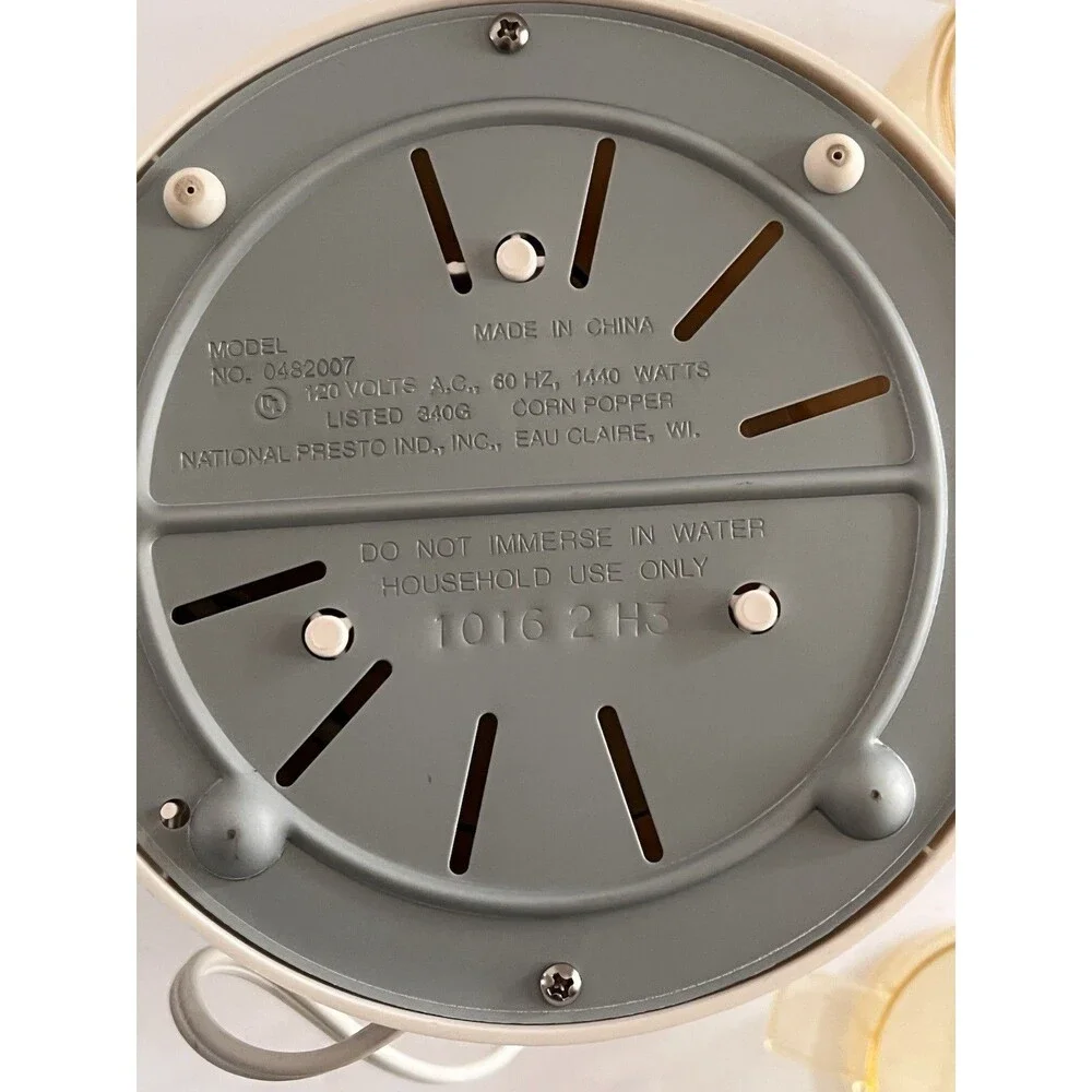 Presto PopLite Hot Air Popcorn Popper Tested OK Model 0482007